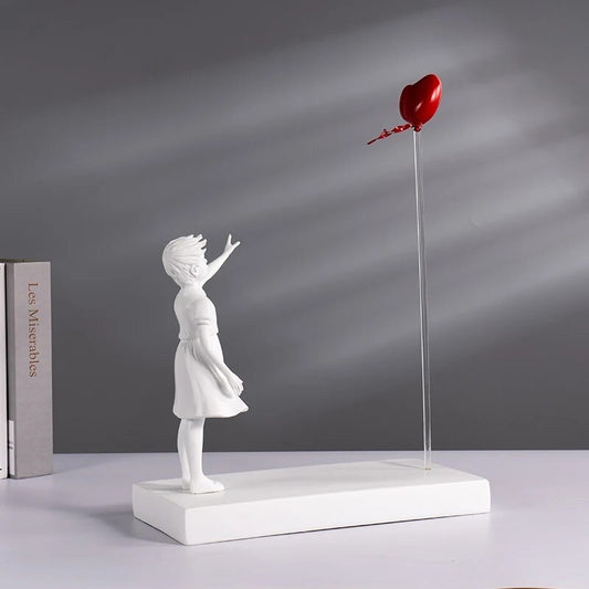 Heart Balloon Flying Girl  Inspired By Banksy Artwork Modern Sculpture Home Decoration Statue Decoration Large Crafts Ornament